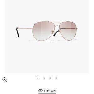 CHANEL Pilot Sunglasses Titanium and Calfskin Gold Lenses Purple Gradient